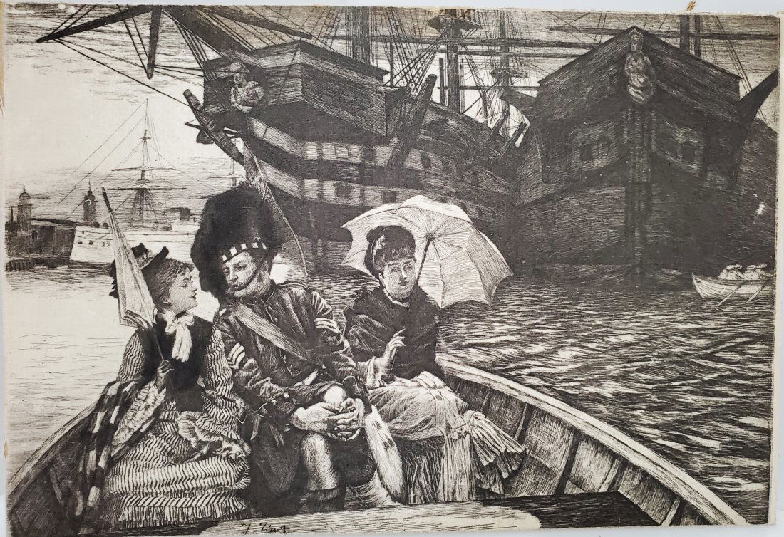Jacques Joseph James Tissot Etching on Silk How Happy I Can Be with Either (1 of 6)