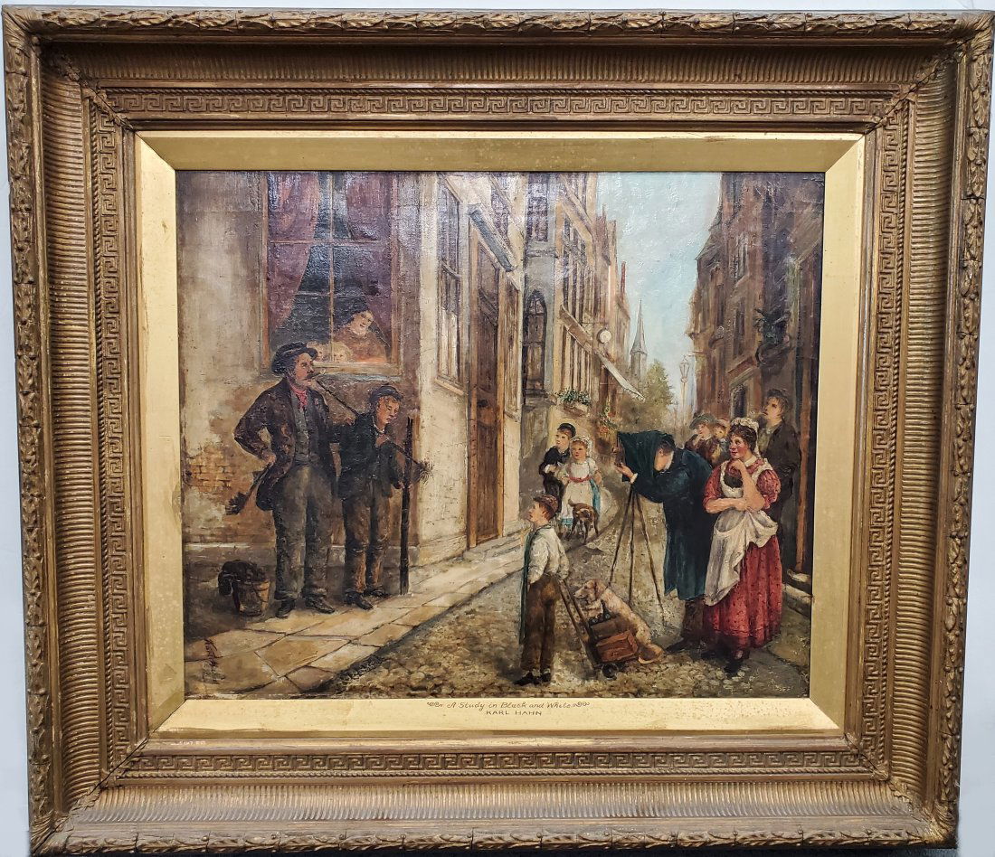 Antique 1899 Karl Hahn Genre Photographer Chimney Sweep Victorian Oil Painting Street Scene (1 of 9)