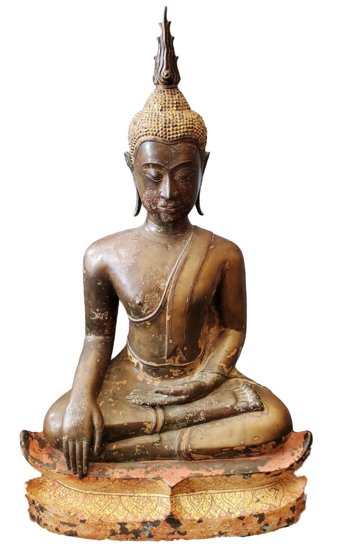 Antique Heavy Thai Buddha 32in Gilt Bronze Statue Ca 18c 19c Buddhist Southeast Asian Temple Sculptu (1 of 6)