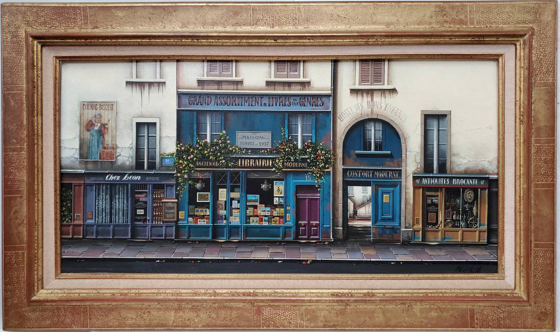 Jeanbaptiste Delarue Montmartre Paris Street Scene Oil Painting Coa