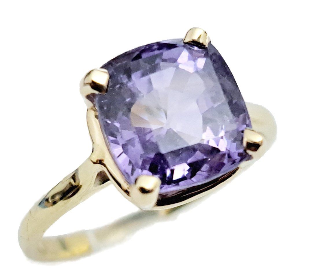 GIA 5.9ct No Heat Natural Purple Sapphire Cushion Cut 18k Gold Ring (1 of 8)