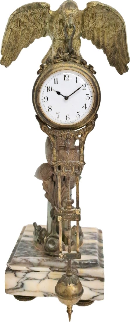 Junghans Empire Eagle Continental German Made Swing Clock Marble Base TO FIX (1 of 10)