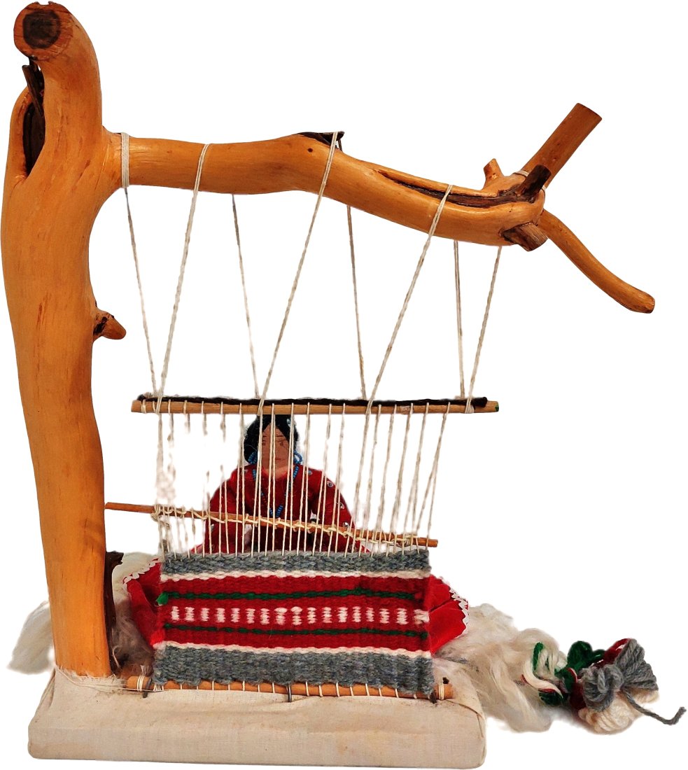 Artist Signed Native American Rug Blanket Weaving Statue Sculpture Figure: Title:Artist Signed Native American Rug Blanket Weaving Statue Sculpture Figure Description: Artist Signed Native American Rug Blanket Weaving Statue Sculpture Figure Type of Piece:Weaving Sculpture M