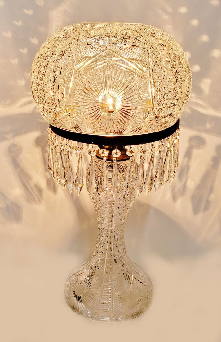 Large 26in Brilliant Cut Glass Prism Table Top Electric Lamp (1 of 9)