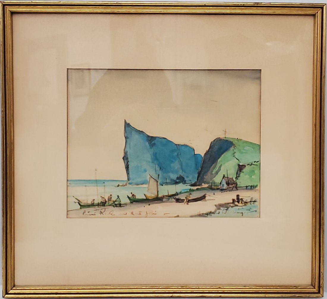 Hoyland Bettinger Gaspe Pearce Quebec Canadian Canadien Watercolor Modernist Beach Seascape Landscap (1 of 7)