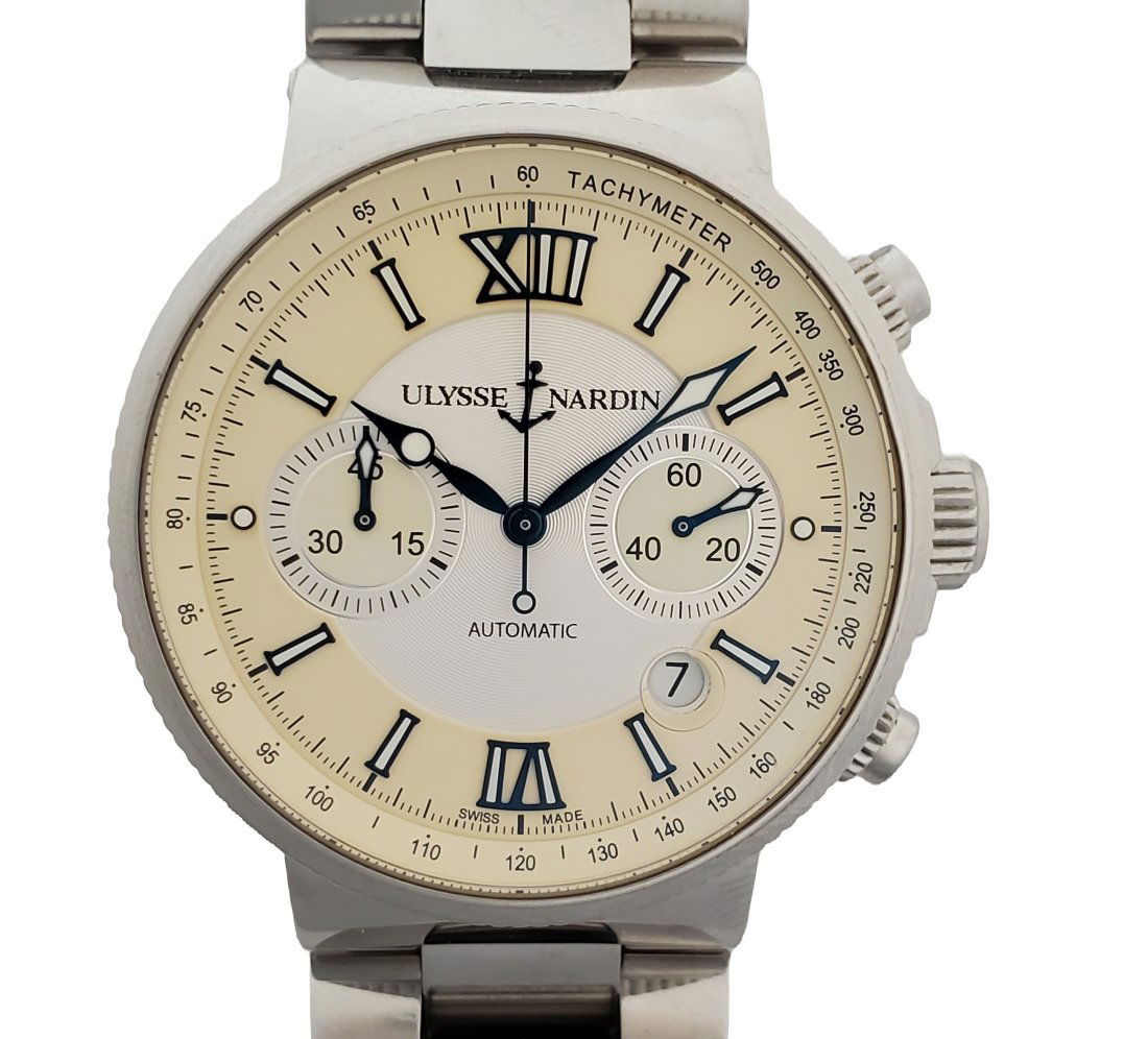Ulysse Nardin Marine Chronograph Automatic Steel Mens Wrist Watch Box Papers (1 of 6)