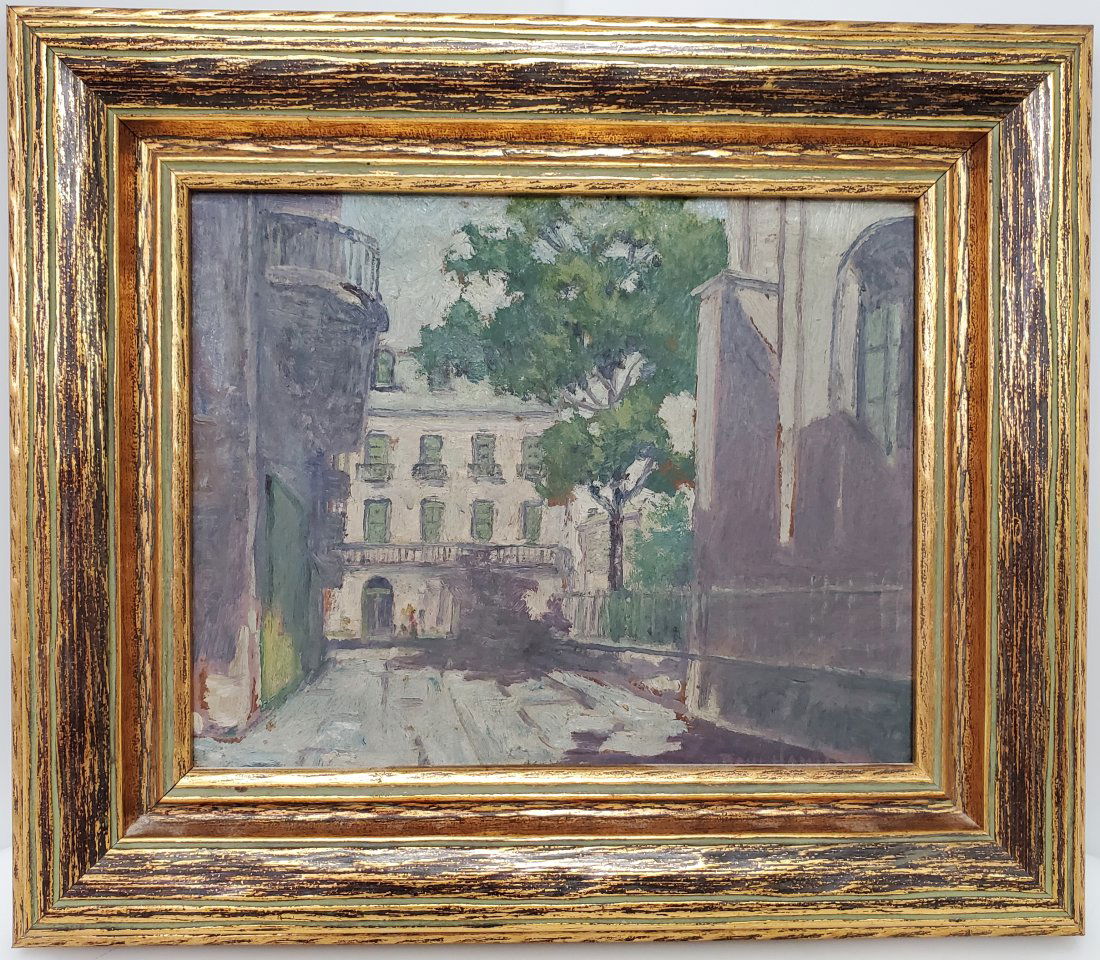Paul Hamilton Impressionist Street Scene Courtyard Alley Park Square Oil Painting (1 of 5)