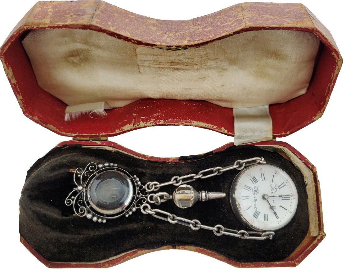 G Philippe France 66 Palais Royale 67 Silver Rock Crystal Chatelaine Watch Chain Rock Crystal Key Bo (1 of 8)