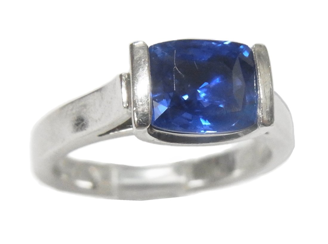 Glenda Queen GIA No Heat Approx 1.50ct Cushion Sapphire Platinum Ring w/ Report (1 of 17)