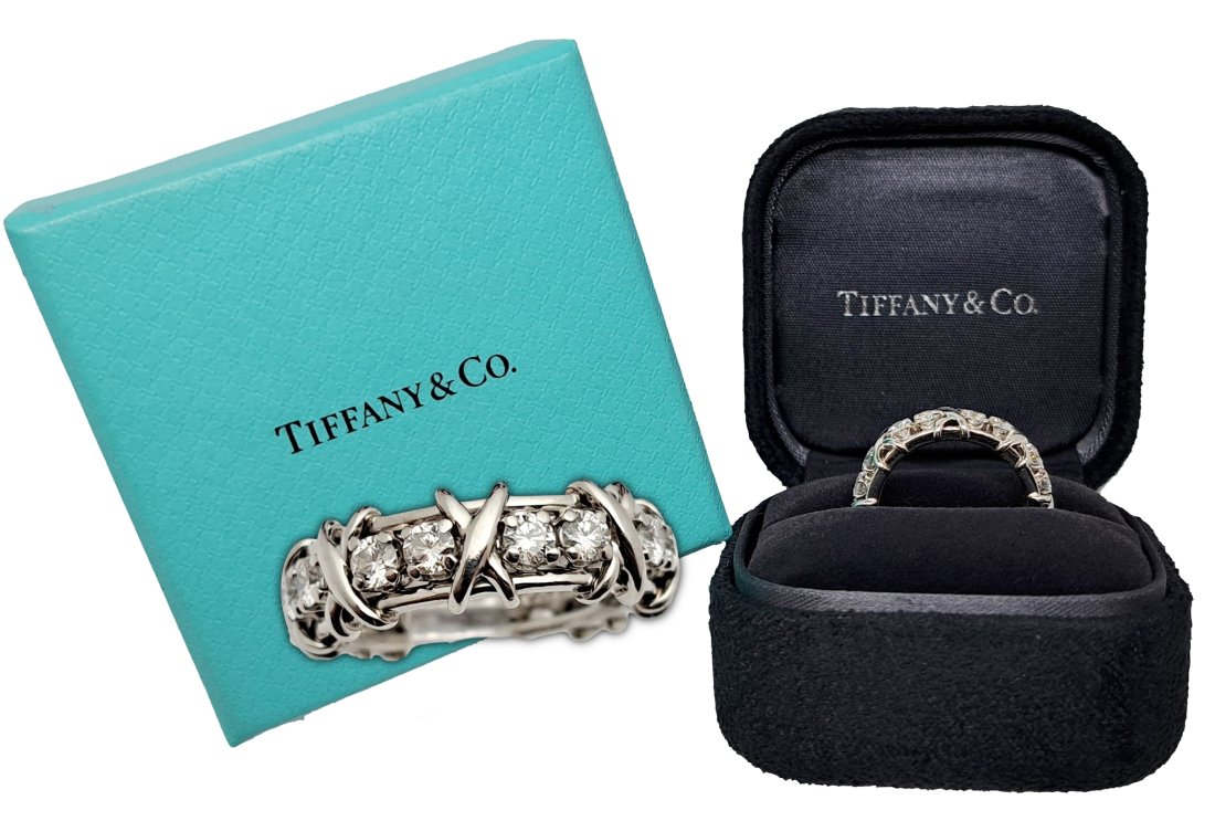 Tiffany Co Shlumberger Platinum X Ladies 1.14ctw Eternity Band Ring (1 of 3)