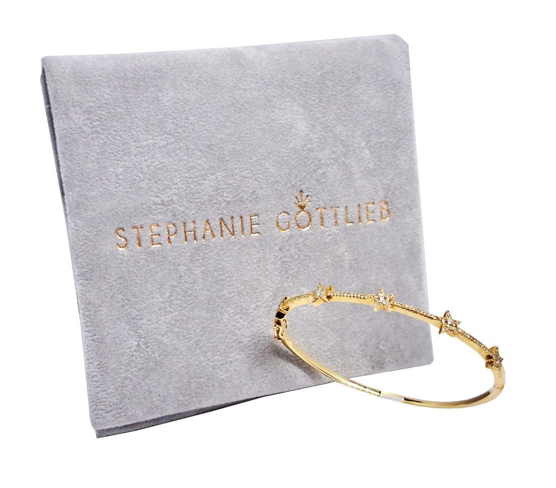 Stephanie Gottlieb Diamond Stars and Bars Ladies 14k Gold Bangle Bracelet (1 of 4)