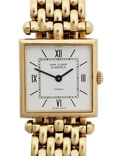 Van Cleef Arpels 18k Gold Ladies Vintage Watch for Large Wrist: Described By:Michelle NRTDD 50515 Title:Van Cleef Arpels 18k Gold Ladies Vintage Watch for Large Wrist Description: Van Cleef Arpels 18k Gold Ladies Vintage Watch for Large Wrist Case Size:20mm wid