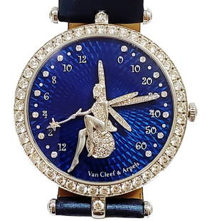 Rare Van Cleef Arpels Faerie Fairy Diamond Encrusted Retrograde 18k White Gold Poetic Collection Lim: Described By:Michelle NRDDDD 50633 Title:Rare Van Cleef Arpels Faerie Fairy Diamond Encrusted Retrograde 18k White Gold Poetic Collection Limited Edition Watch Description: Retail is $129,000. Our cli