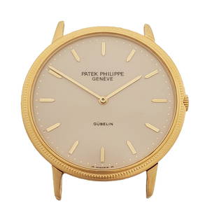 Patek Philippe Calatrava 18k Gold Possibly Unique Ref 3758J Rose Gubelin Dial Mens Jumbo Watch: Described By:Michelle NEODD 50590 Title:Patek Philippe Calatrava 18k Gold Possibly Unique Ref 3758J Rose Gubelin Dial Mens Jumbo Watch Description: Dial looks to be enamel and has a muted rose color o