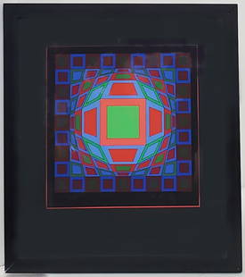 Op Art Serigraph Victor Vasarely Microcosmos IV Serigraph Hand Signed Numbered ed 250: Described By:Michelle CNX 1482 7632 Title:Op Art Serigraph Victor Vasarely Microcosmos IV Serigraph Hand Signed Numbered ed 250 Description: Op Art Serigraph Victor Vasarely Microcosmos IV Serigraph H