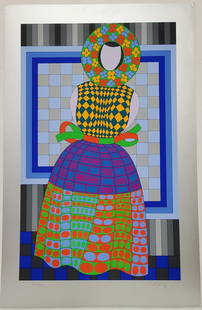 Victor Vasarely Fille Fleur Op Art Serigraph Hand Signed Numbered: Described By:Michelle CNX 1482 7633 Title:Victor Vasarely Fille Fleur Op Art Serigraph Hand Signed Numbered Description: Victor Vasarely Fille Fleur Op Art Serigraph Hand Signed Numbered Signature: