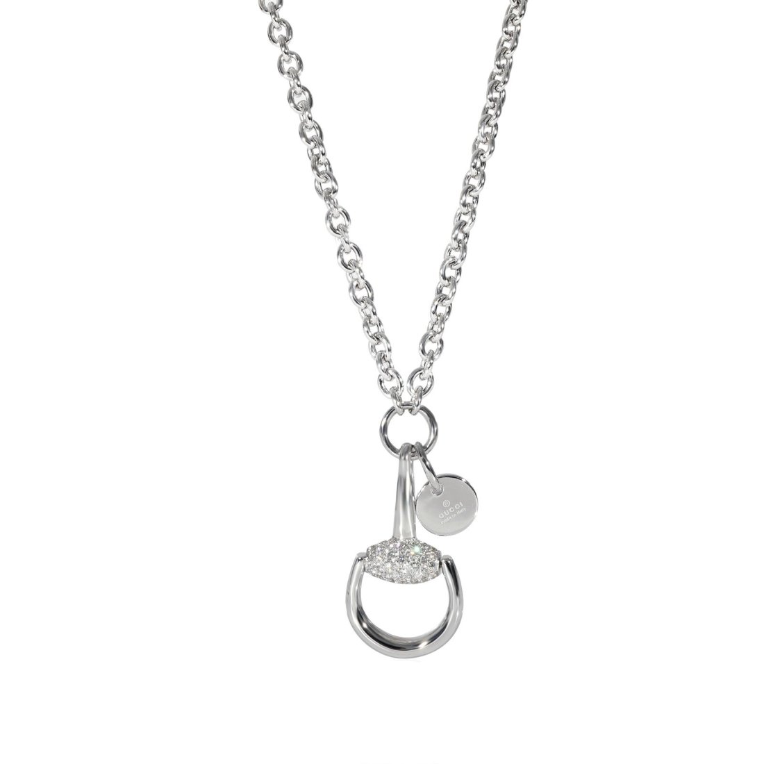 Gucci Horse Bit 18k White Gold Fine Diamond Ladies Designer Necklace (1 of 4)