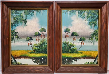 Willie Reagan Florida Highwaymen FL Oil Painting Pair African American: Described By:Michelle NFDDD 51033 Title:Willie Reagan Florida Highwaymen FL Oil Painting Pair African American Description: Willie Reagan Florida Highwaymen FL Oil Painting Pair African American on Ma