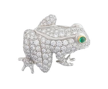 Tiffany & Co Platinum Diamond Emerald Eye Frog Brooch 1.91ctw: Title: Tiffany & Co Platinum Diamond Emerald Eye Frog Brooch 1.91ctw Description:Tiffany & Co Platinum Diamond Emerald Eye Frog Brooch 1.91ctw. Here are the specifications: Type of Je