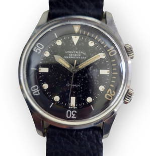 Universal Geneve Polerouter Sub Original Dial Compressor Dive Watch First Generation: Described by:Rachel CNX 1506 7730 Title:Universal Geneve Polerouter Sub Original Dial Compressor Dive Watch First Generation in Stunning Condition Fresh From Florida Estate. Dial is original and shows