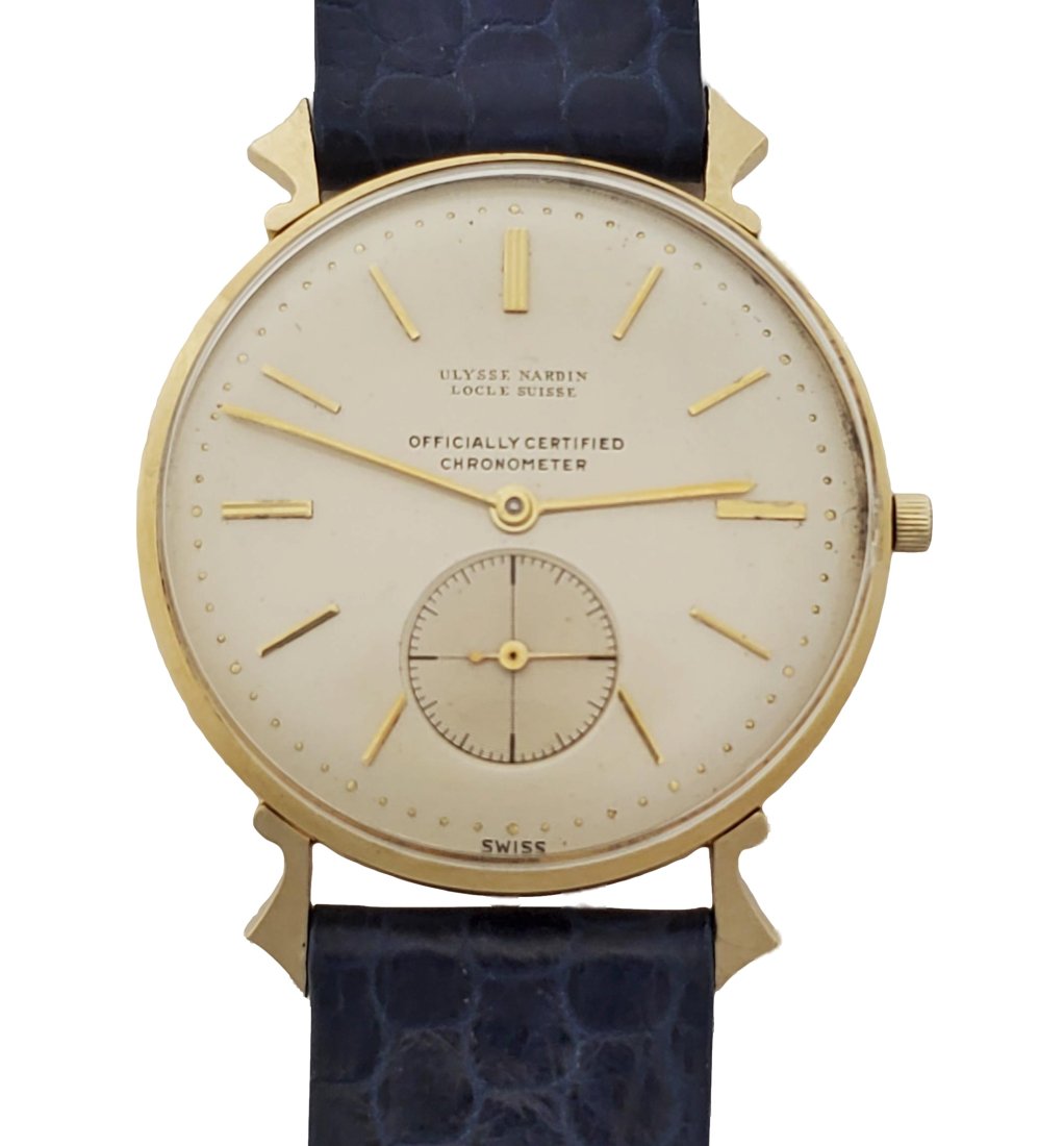 Rare Ulysse Nardin 18k Gold Chronometer w/ Papers Fancy Lug Mens Watch Chronometer (1 of 9)