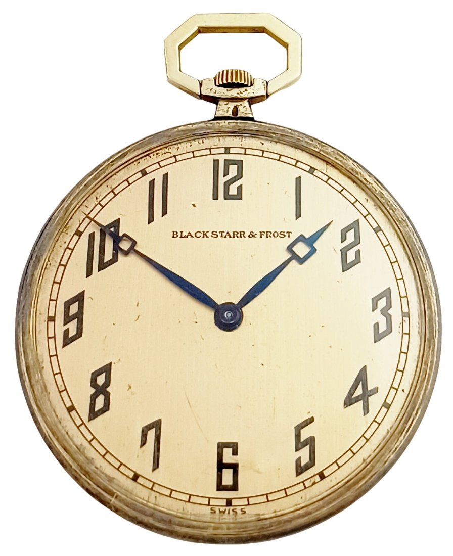 Black Starr & Frost 18K Gold Ultra Thin Touchon Vintage Swiss Pocket Watch marked â€œExtra” (1 of 4)