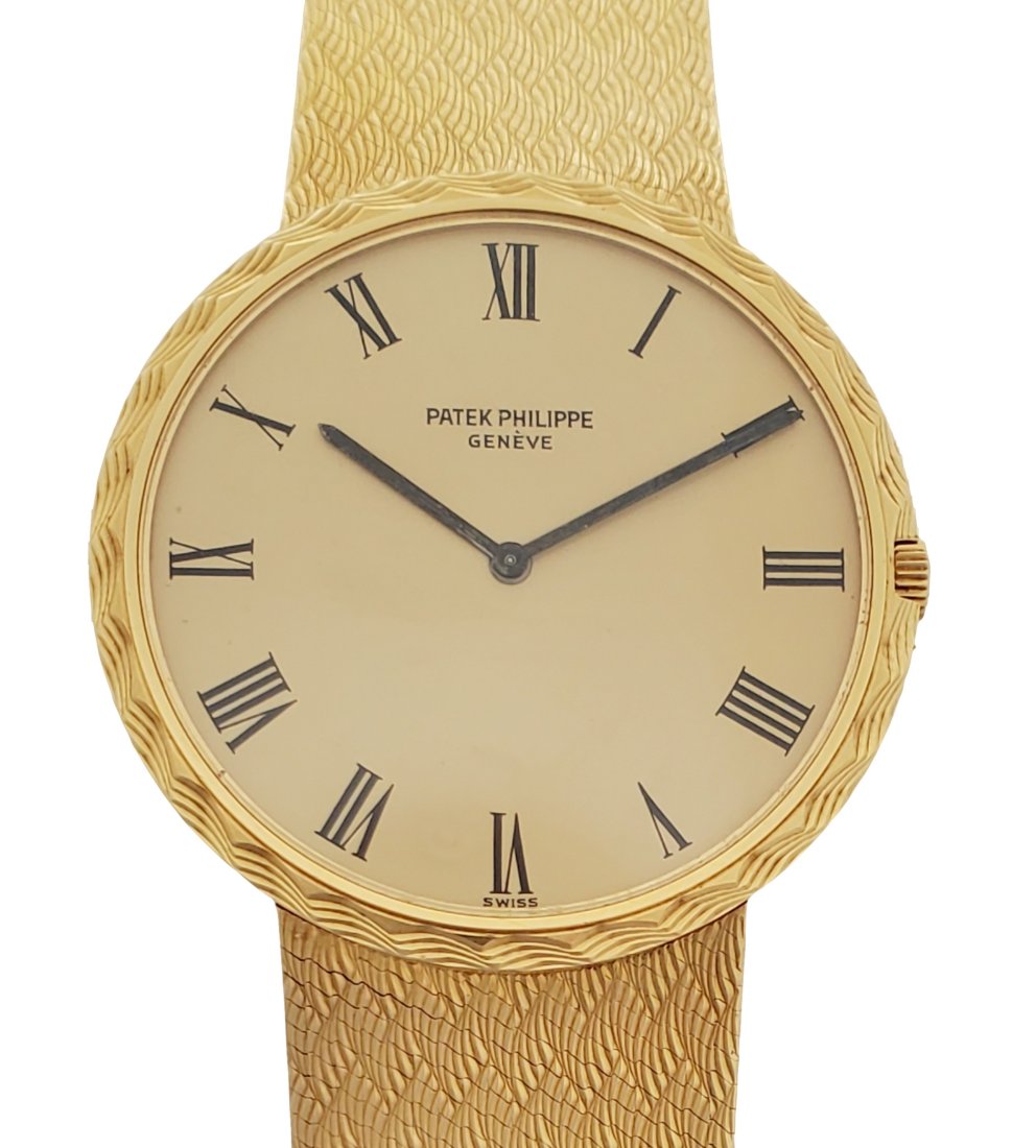 Scarce Patek Philippe Calatrava 18k Gold Herringbone Ref 3588-2 Roman Dial Mens Watch Box (1 of 13)