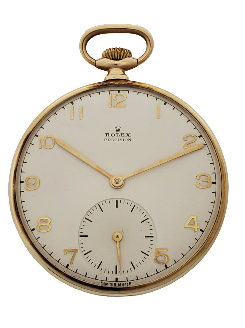Rolex Precision Solid Gold Open Face Mens Pocket Watch Original Dial (1 of 5)