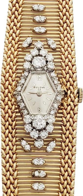 Extremely Well Made 14k Gold Diamond Bulova Elegant Mid Century Retro Deco Ladies Wrist Watch (1 of 12)