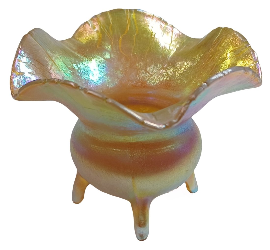 Unusual Footed LCT Tiffany Signed Toothpick Holder Or Vase (1 of 3)