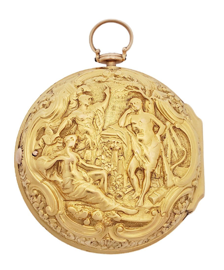 Very Rare 21k Gold Batty Storr York Repousse Pair Case Pocket Watch c.1720 (1 of 8)