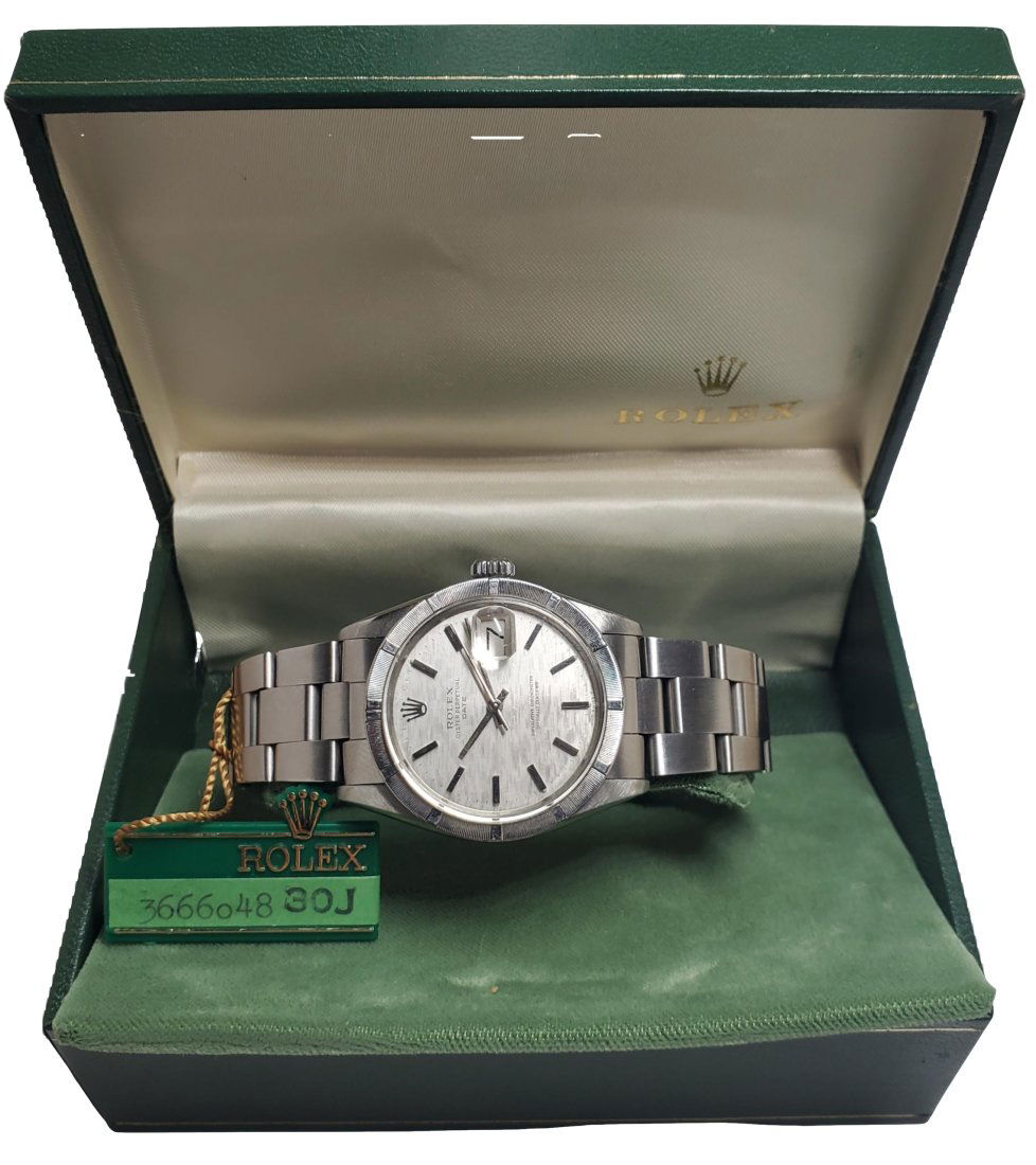 Amazing Rolex Date 1501 Serrated Bezel Textured Dial Mens Watch w Box Tag (1 of 13)