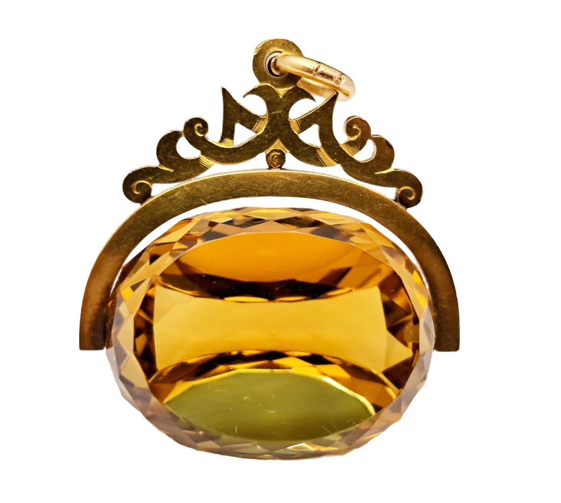 15k 15c Victorian Approx 85ct Citrine Pocket watch Fob or Pendant (1 of 4)