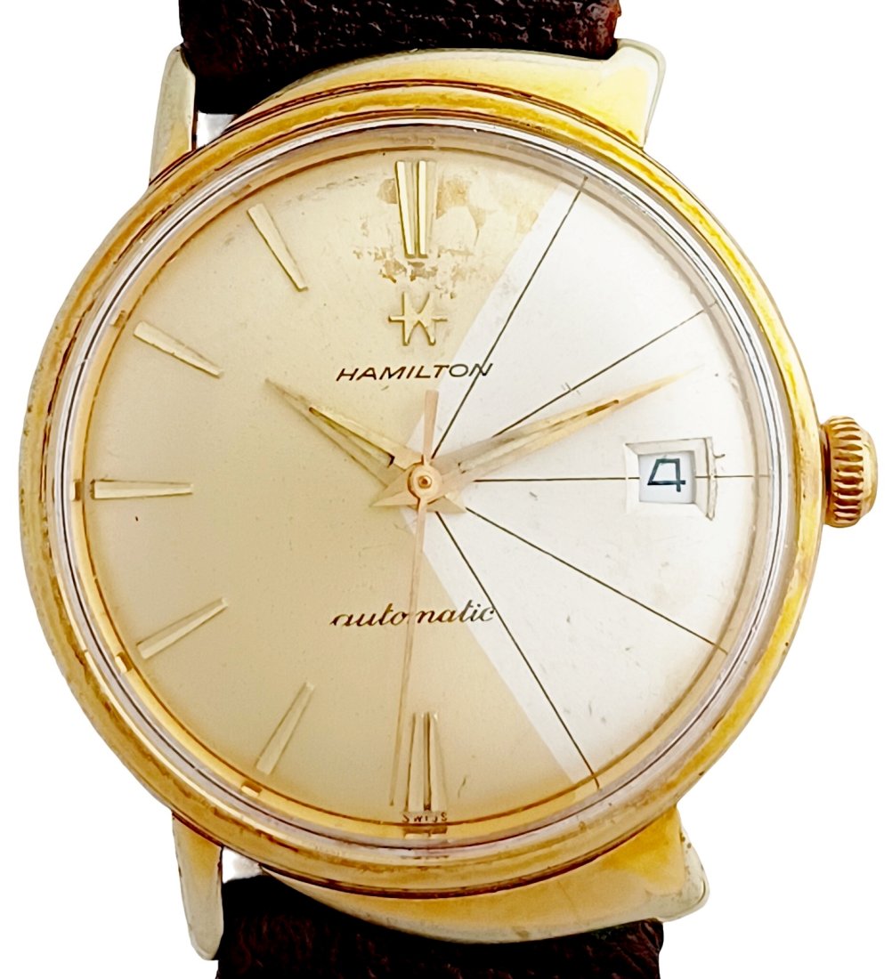 Lot 11173: Hamilton T-403 Shark Fin Automatic Arbib Mens 21j 1960 Vintage Swiss Two Tone Dial Wrist Watch