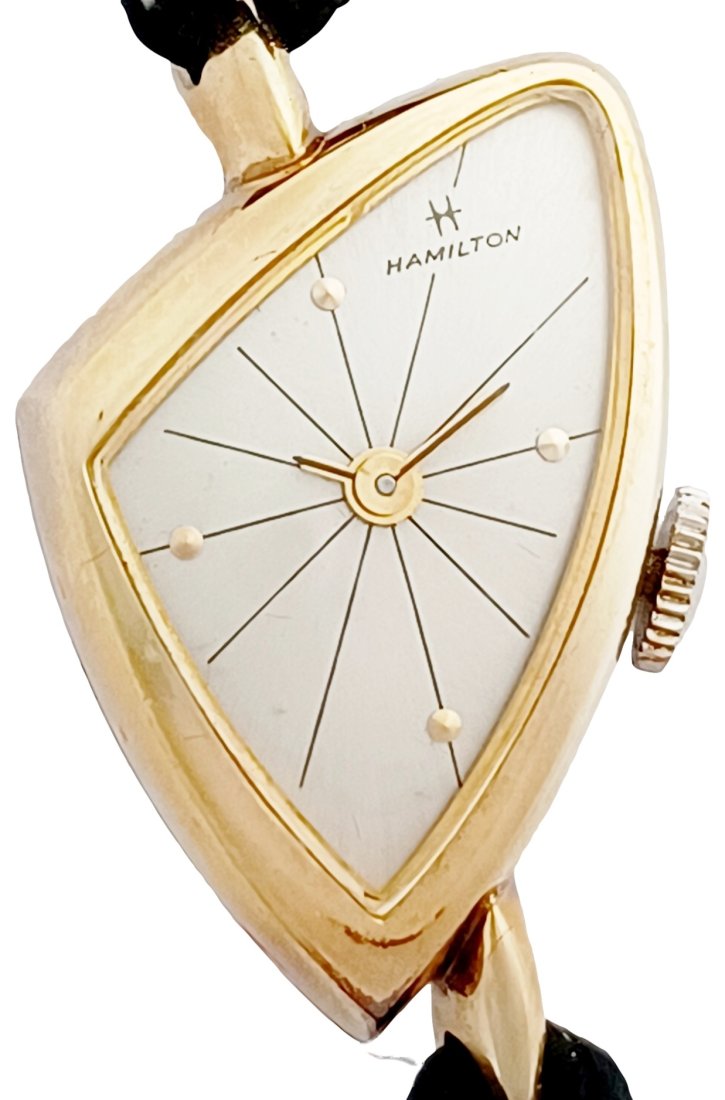 Lot 11113: Hamilton Vesta 1961 Arbib Design 17j Vintage Ladies Watch Original Clamshell Box