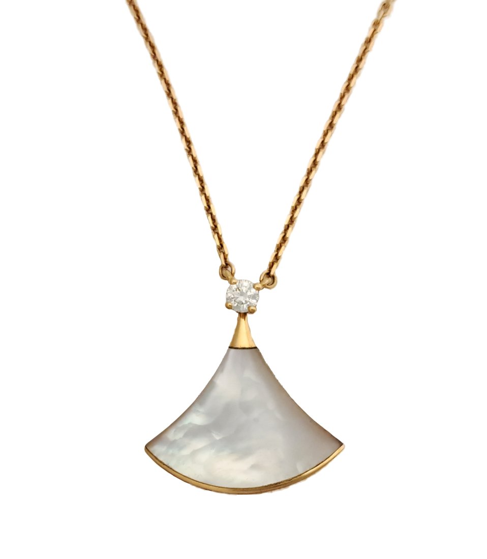Bulgari Bvlgari 18k Rose Gold Diamond Mother of Pearl Divas Dream Designer Necklace (1 of 6)
