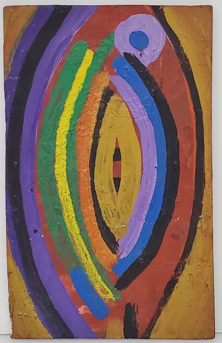 Irving Lehman WPA Artist Abstract Oil Mid Century Modern Painting 1 of 3: Described By:Michelle NFDD DBJQ Title:Irving Lehman WPA Artist Abstract Oil Mid Century Modern Painting 1 of 3 Description: Oil on Wood Panel. Unsigned, estate stamp verso1991 inventory label P-76 ver