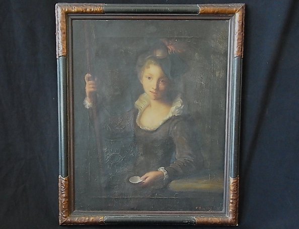 Vittorio BIANCHINI after Old Master La Pellegrina P: Vittorio BIANCHINI after Old Master La Pellegrina Portrait Painting Vittorio BIANCHINI after Old Master La Pellegrina Portrait Painting From Northeastern United States Estate, 19th century Italian pai