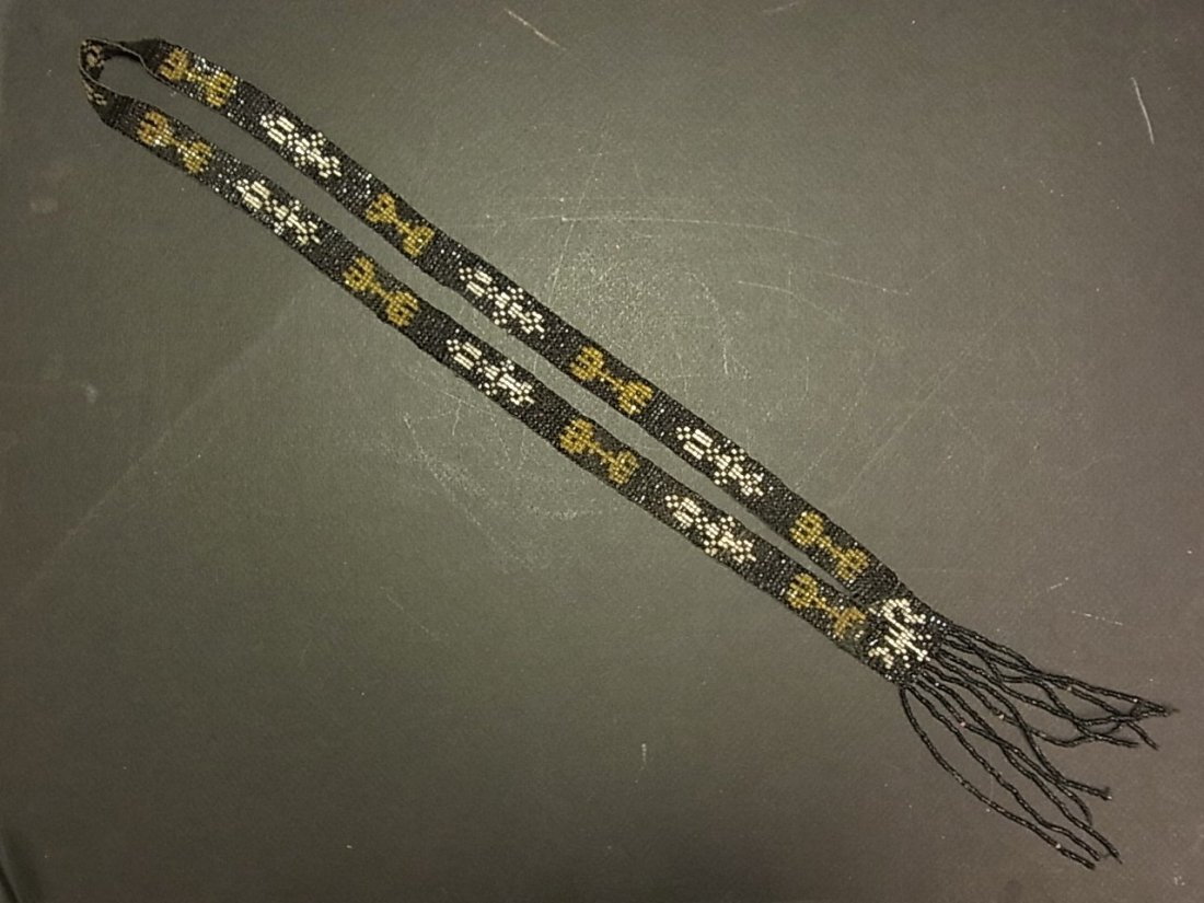 Black Hills SIOUX Plains 1920s Native American 17th: Black Hills SIOUX Plains 1920s Native American 17th of 21 Lots Beaded Necklace with Tassels from the Estate of Painted Horn Eagle Black Hills SIOUX Plains 1920s Native American 17th of 21 Lots Beaded 