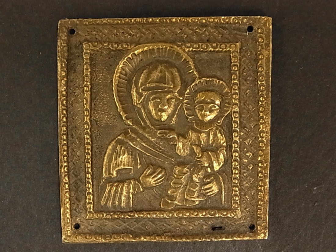 Byzantine Greek Russian Orthodox Icon Collection 12: Byzantine Greek Russian Orthodox Icon Collection 12th of 20 Lots Miniature Bronze Virgin Mary or Male Saint & Christ Child Jesus Relief Plaque Byzantine Greek Russian Orthodox Icon Collection 12th of 