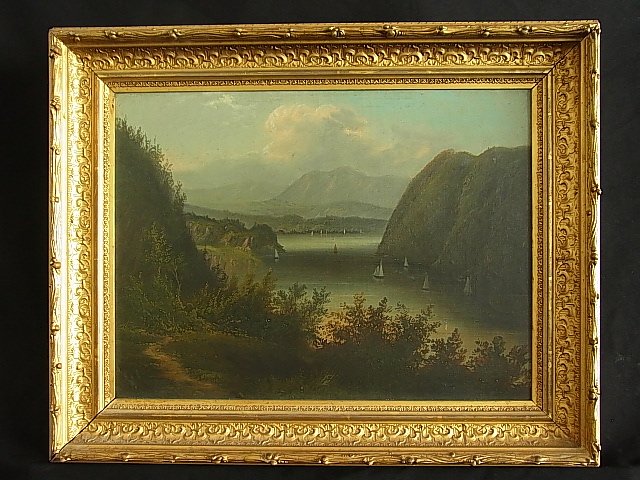 19C Hudson River School WEST POINT NY Seascape Pai: 19C Hudson River School WEST POINT NY Seascape Painting New York 19C Hudson River School WEST POINT NY Seascape Painting New York 19C Hudson River School WEST POINT Seascape Painting From Northeastern