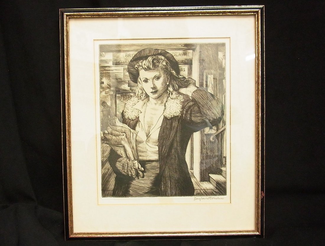 Douglas W Gorsline NA Brooklyn Local Morning Commut: Douglas W Gorsline NA Brooklyn Local Morning Commute Series Etching WPA Era Social Realist Print engraving CNX GORSLINE, Douglas Warner (American 1913-1985): “Brooklyn Local” etching or engraving 