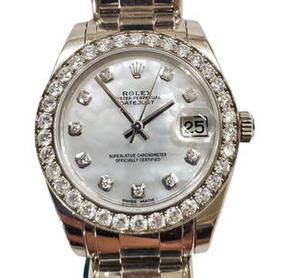 Rolex Pearlmaster 18k White Gold Diamond MOP 81299 Ladies Watch Box Papers Tags: Described by:Michelle NRFEDD 41920 Title:Rolex Pearlmaster 18k White Gold Diamond MOP 81299 Ladies Watch Box Papers Tags Description:Rolex Pearlmaster 18k White Gold Diamond MOP 81299 Ladies Large Hea