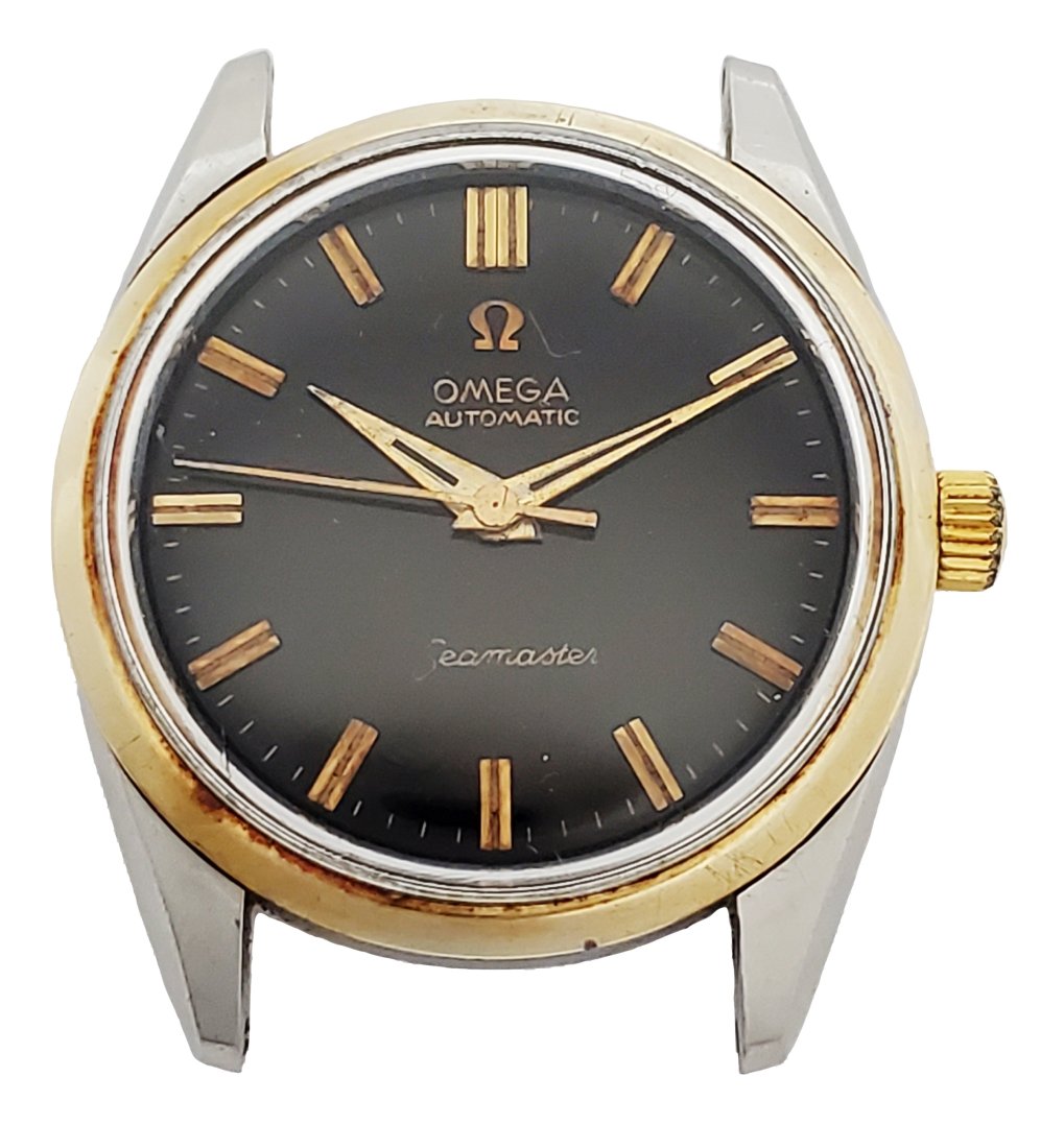 Omega Seamaster Gold SS Automatic Original Black Dial Vintage Mens Wrist Watch (1 of 4)
