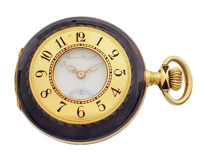 18k Gold Enamel Fancy Dial Hyman Berg Chicago High Grade Antique Pocket Watch: Described By:Michelle NFDDD 51651 Title:18k Gold Enamel Fancy Dial Hyman Berg Chicago High Grade Antique Pocket Watch Description: 18k Gold Enamel Fancy Dial Hyman Berg Chicago High Grade Antique Pock