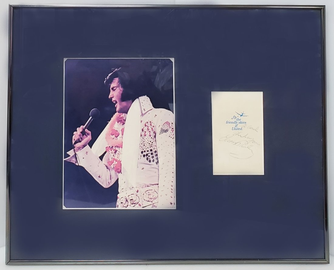 Genuine Elvis Presley Autograph Signature on United Airlines Card Framed (1 of 4)