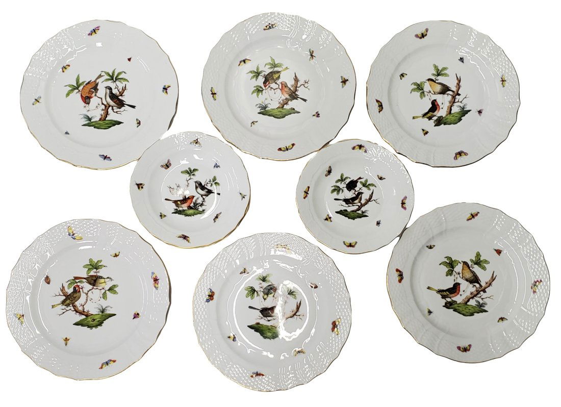 Herend Hungary Handpainted Porcelain Bird Plates Antique Set of 10 (1 of 9)