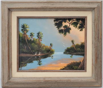 Johnny Stovall Florida Highwaymen Tradition African American FL Landscape Painting: Described By:Michelle NOOE HFA VX Title:Johnny Stovall Florida Highwaymen Tradition African American FL Landscape Painting Description: Johnny Stovall Florida Highwaymen Tradition African American FL