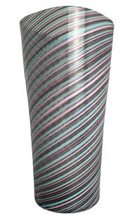 Simone Cenedese Signed Murano Italian Art Glass Striped Vase Venice: Title:Simone Cenedese Signed Murano Italian Art Glass Striped Vase Venice Description: Gorgeous hand-made Murano glass vase by Simone Cenedese. Mr. Cenedese has been a master of Murano glass since 197