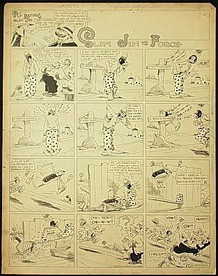 Armstrong, Stanley Slim Jim and the Force, Sunday c: Title: Armstrong, Stanley Slim Jim and the Force, Sunday comic strip, African American subject Description: Armstrong, Stanley Slim Jim and the Force, Sunday comic strip, African American subject Pr
